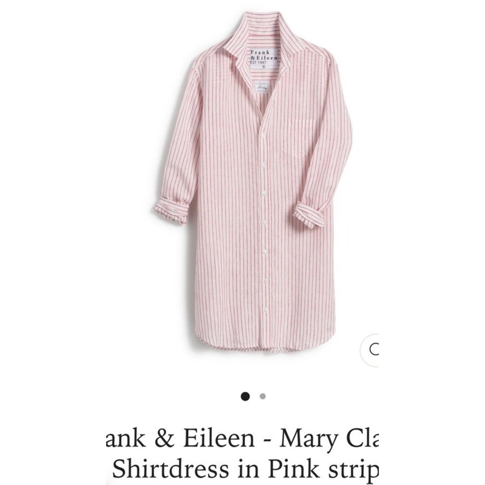 Frank And Eileen Mary Classic Shirt Dress-Linen-Size L- Lagenlook-Coastal-EUC